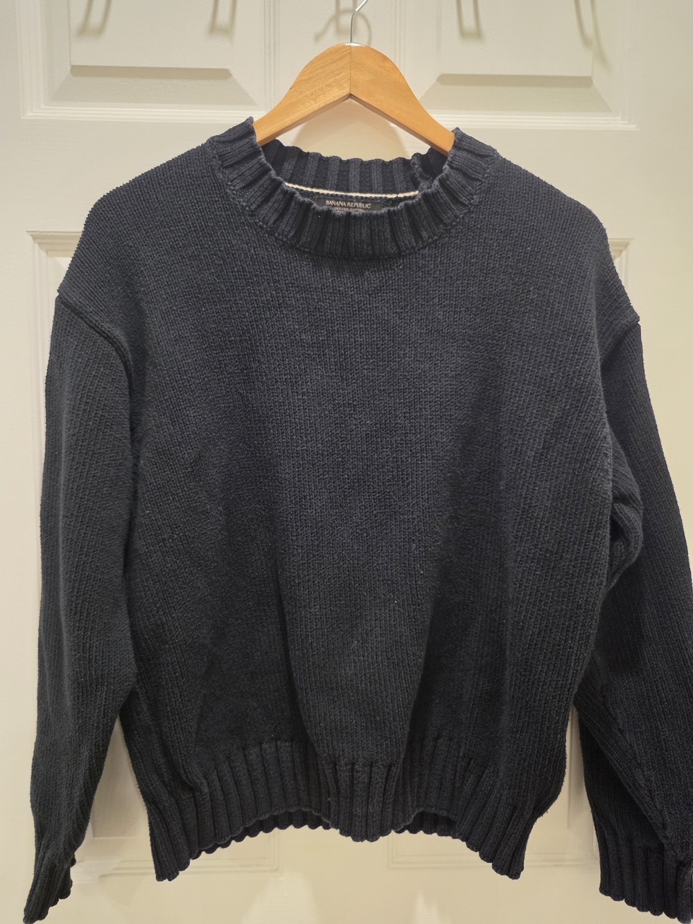 Banana Republic Men's Dark Navy Ribbed Crewneck Sweater